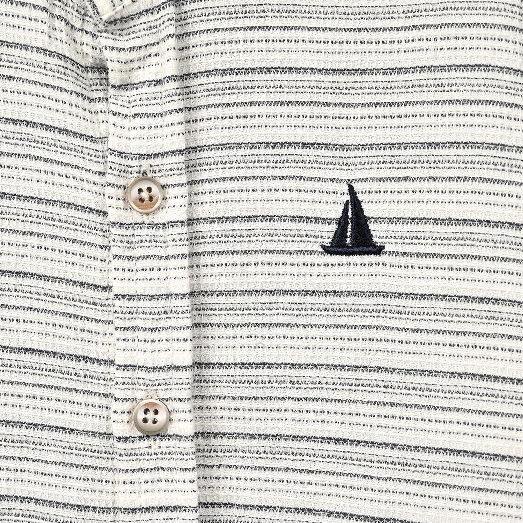 Boys Yarn Dyed Shirt (Boat)- Light Grey