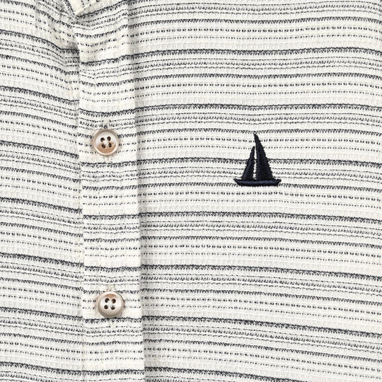 Boys Yarn Dyed Shirt (Boat)- Light Grey