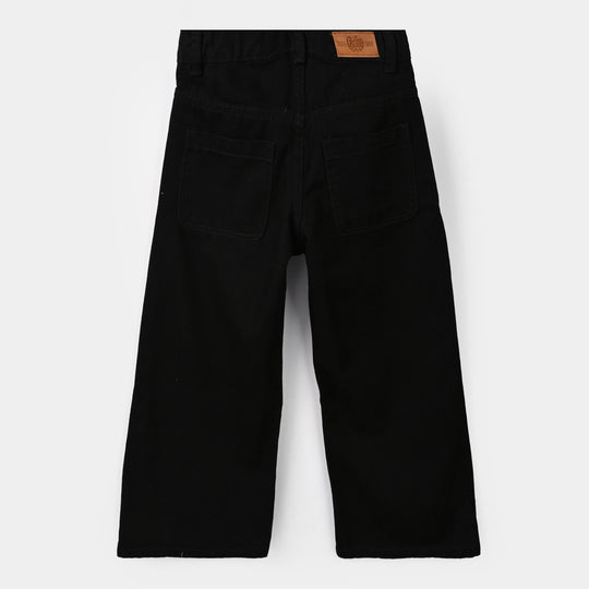 Girls Denim rigid pant -BLACK