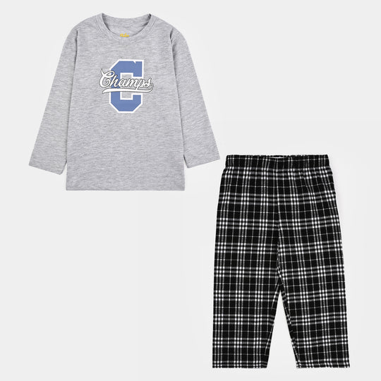Boys PC Jersey Night Suit Champs-Grey/Black