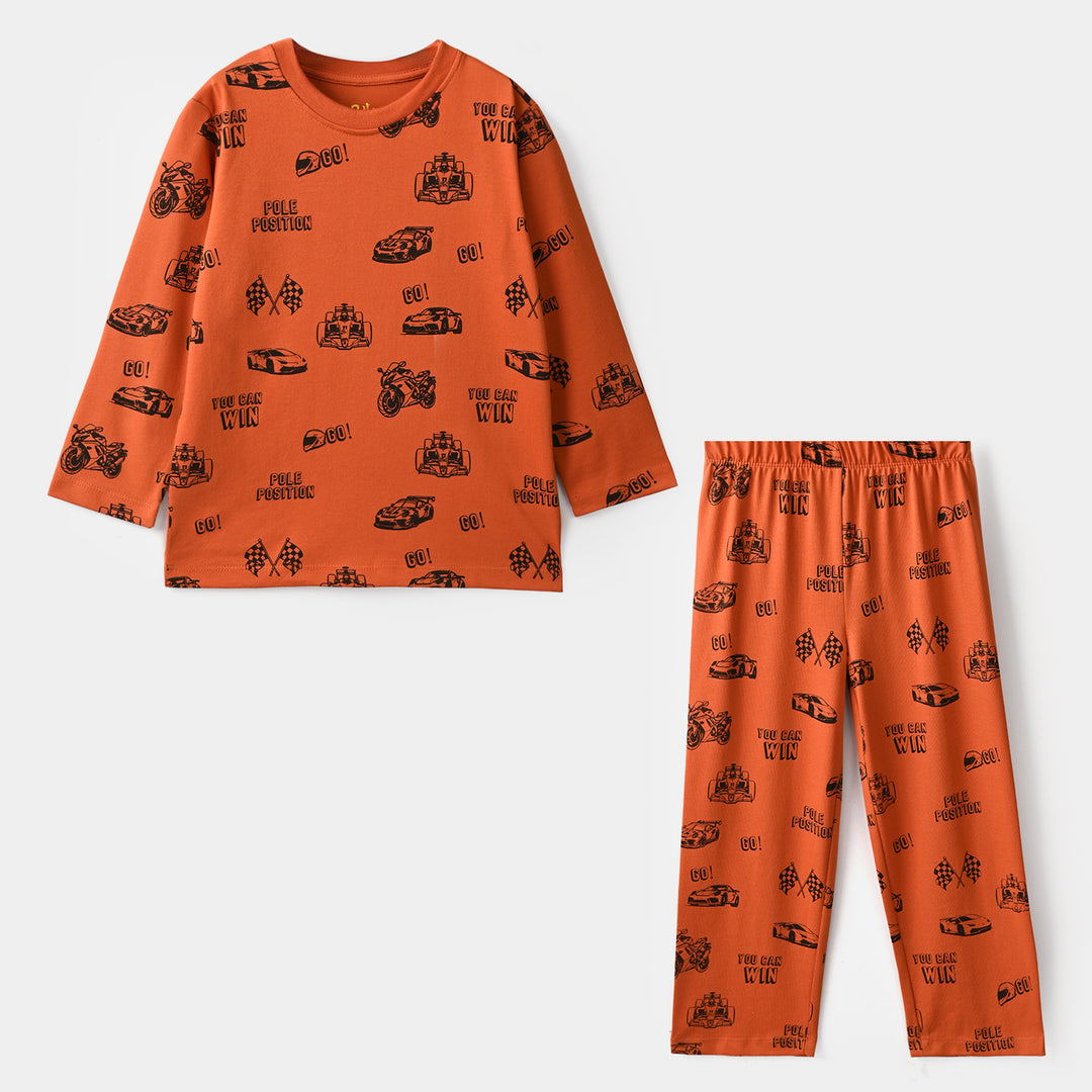 Boys Poly Cotton Jersey Night Suit You Can Win-ORANGE