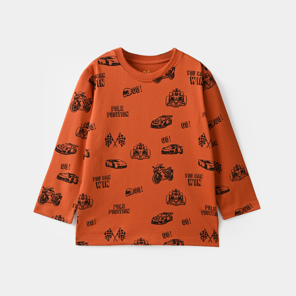 Boys Poly Cotton Jersey Night Suit You Can Win-ORANGE