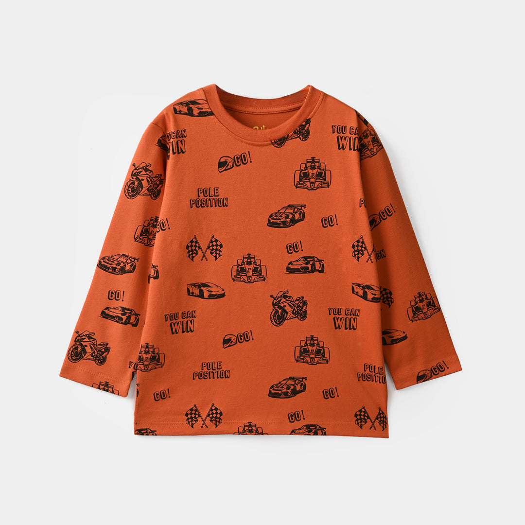 Boys Poly Cotton Jersey Night Suit You Can Win-ORANGE