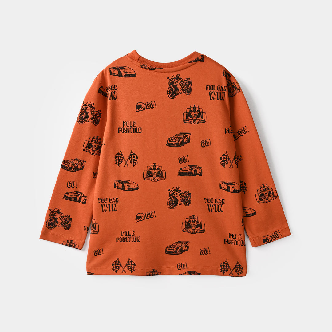 Boys Poly Cotton Jersey Night Suit You Can Win-ORANGE