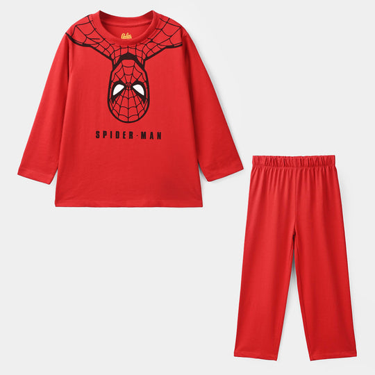 Boys Poly Cotton Jersey Night Suit-RED