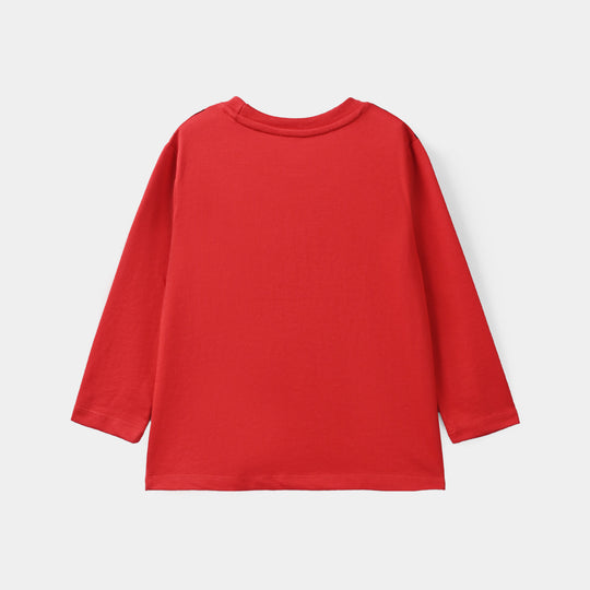 Boys Poly Cotton Jersey Night Suit-RED
