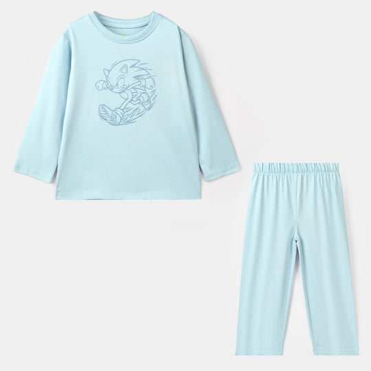 Boys Poly Cotton Jersey Night Suit Character-BLUE