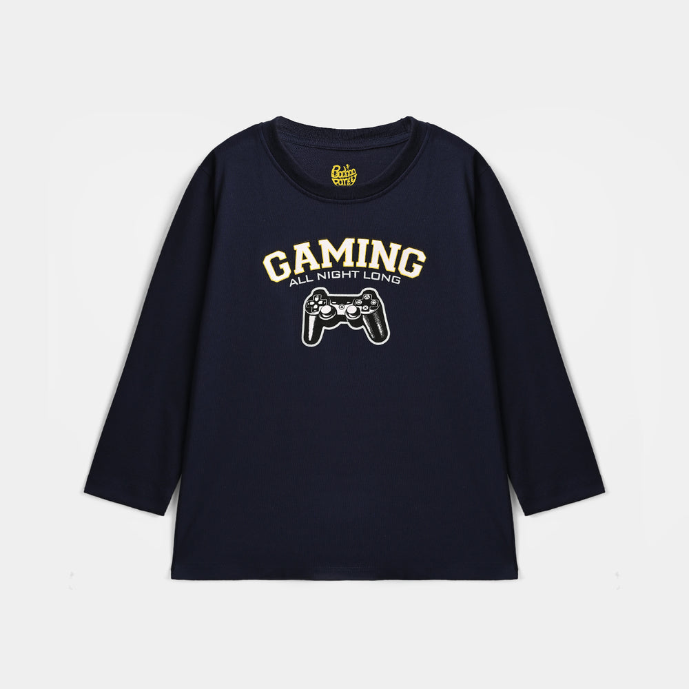 Boys Poly Cotton Jersey Night Suit Gaming-Blue