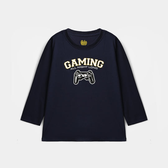 Boys Poly Cotton Jersey Night Suit Gaming-Blue