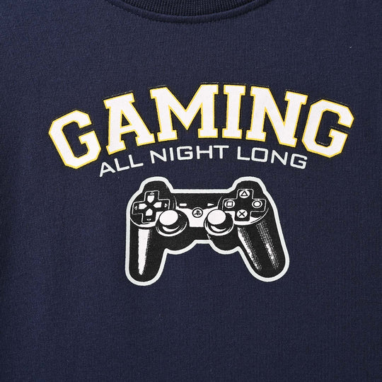 Boys Poly Cotton Jersey Night Suit Gaming-Blue