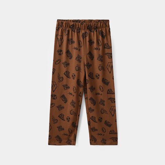 Boys Poly Cotton Jersey Night Suit BasketBall-BROWN