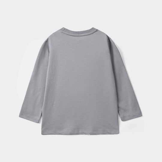 Boys Poly Cotton Jersey Night Suit Character-GREY