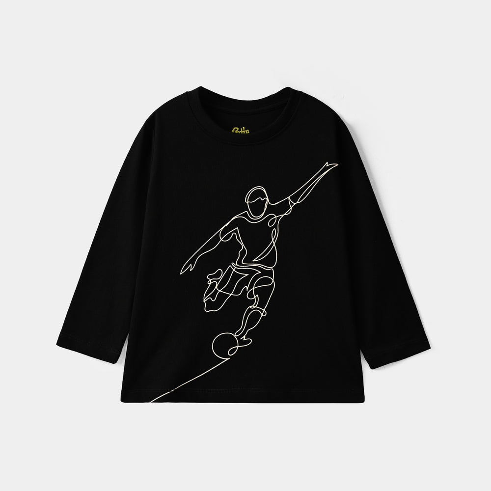 Boys Poly Cotton Jersey Night Suit Football-BLACK