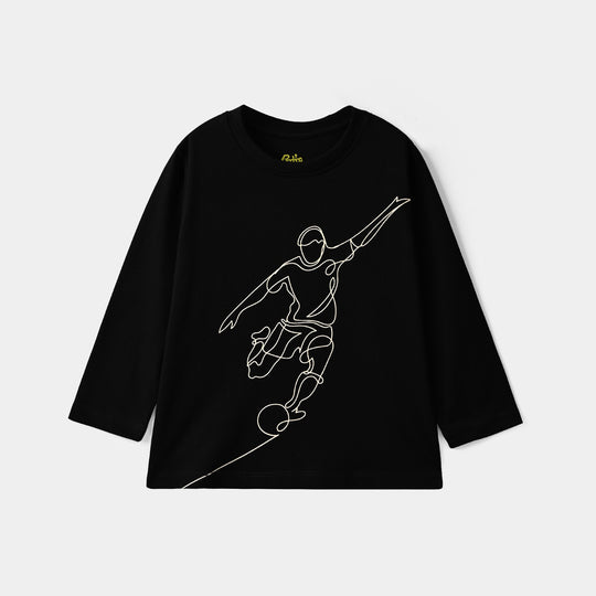 Boys Poly Cotton Jersey Night Suit Football-BLACK