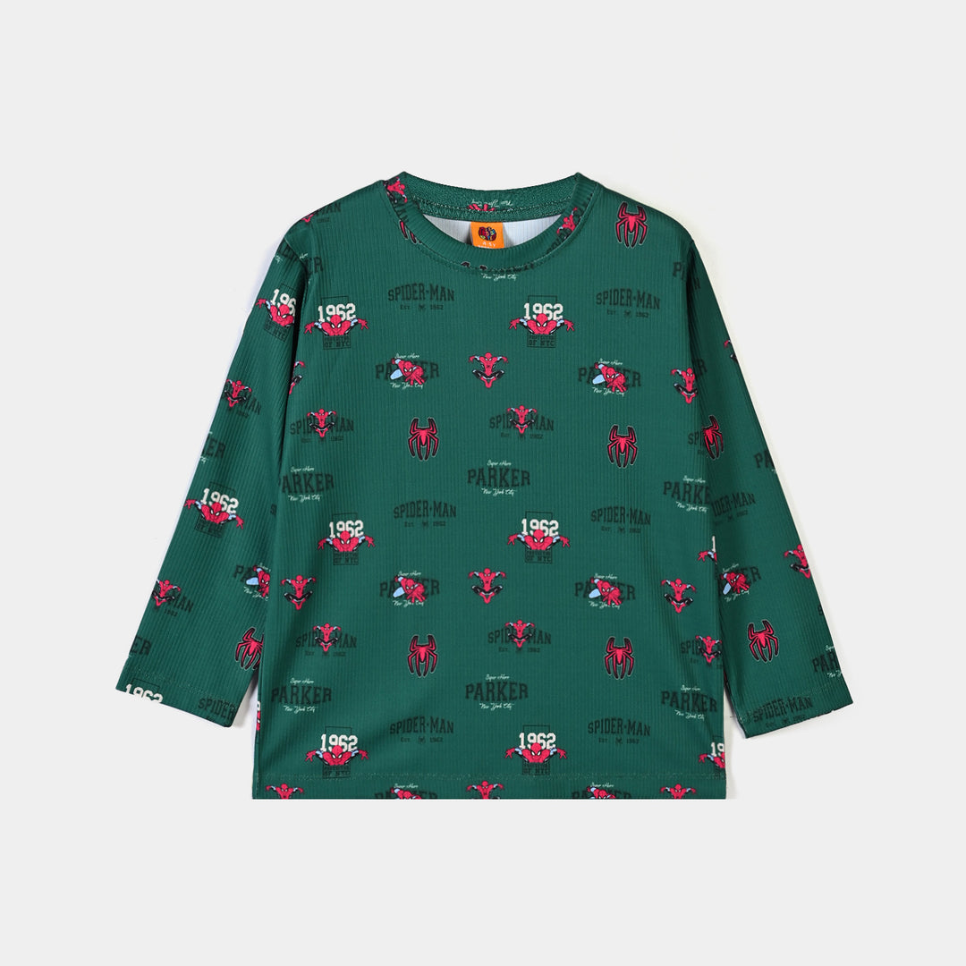 Boys Poly Cotton Jersey Night Suit Character Parker-Green