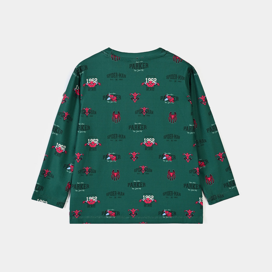 Boys Poly Cotton Jersey Night Suit Character Parker-Green
