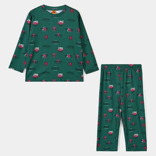 Boys Poly Cotton Jersey Night Suit Character Parker-Green