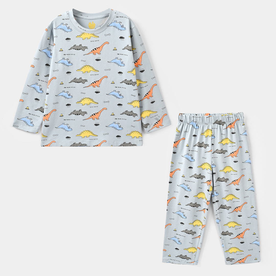 Boys Lycra Jersey Night Suit DINO-Blue