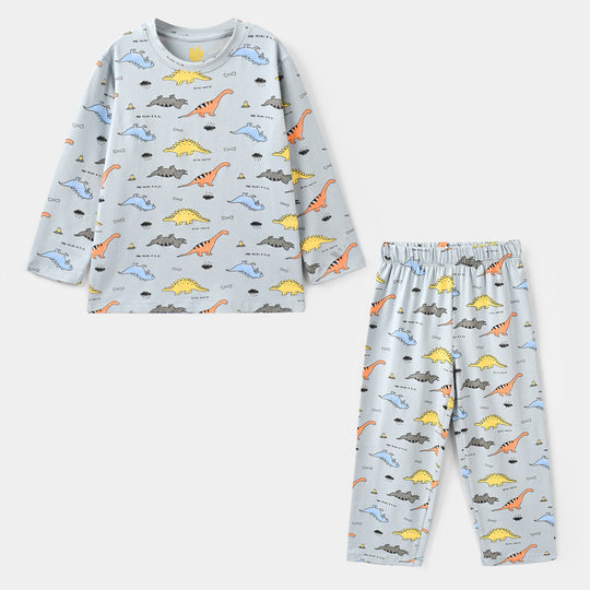 Boys Lycra Jersey Night Suit DINO-Blue