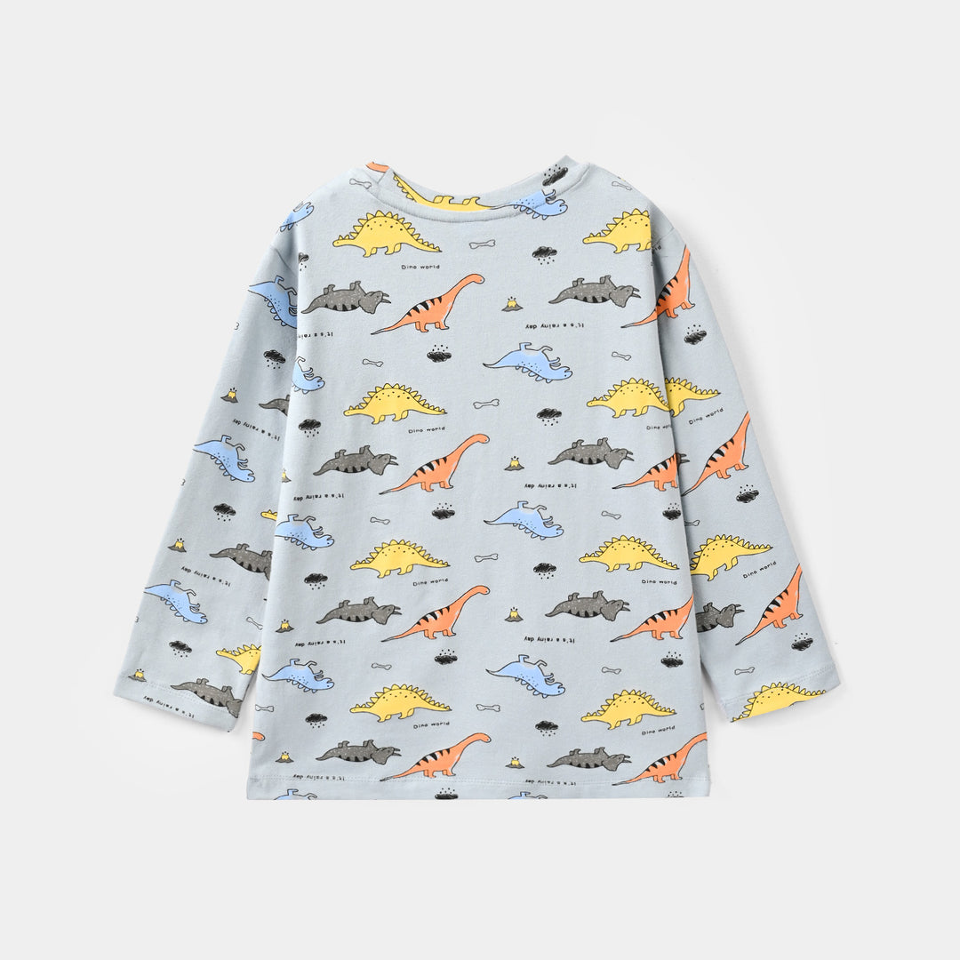 Boys Lycra Jersey Night Suit DINO-Blue