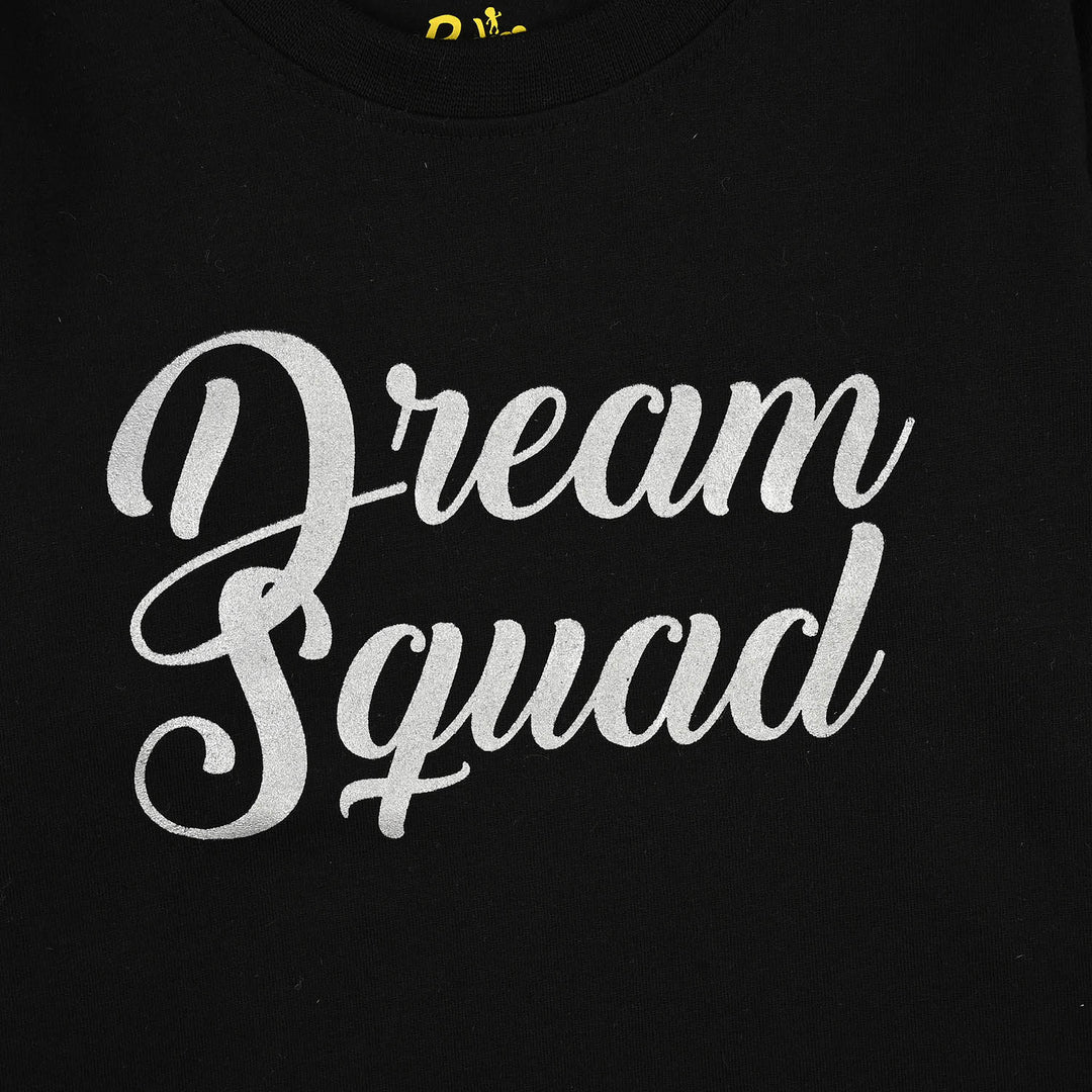 Girls Poly Cotton Jersey Night Suit Dream Squard-Black.Pink