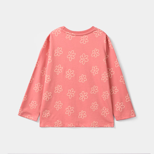 Girls PC Jersey Night Suit Lazy Dazzy-Pink
