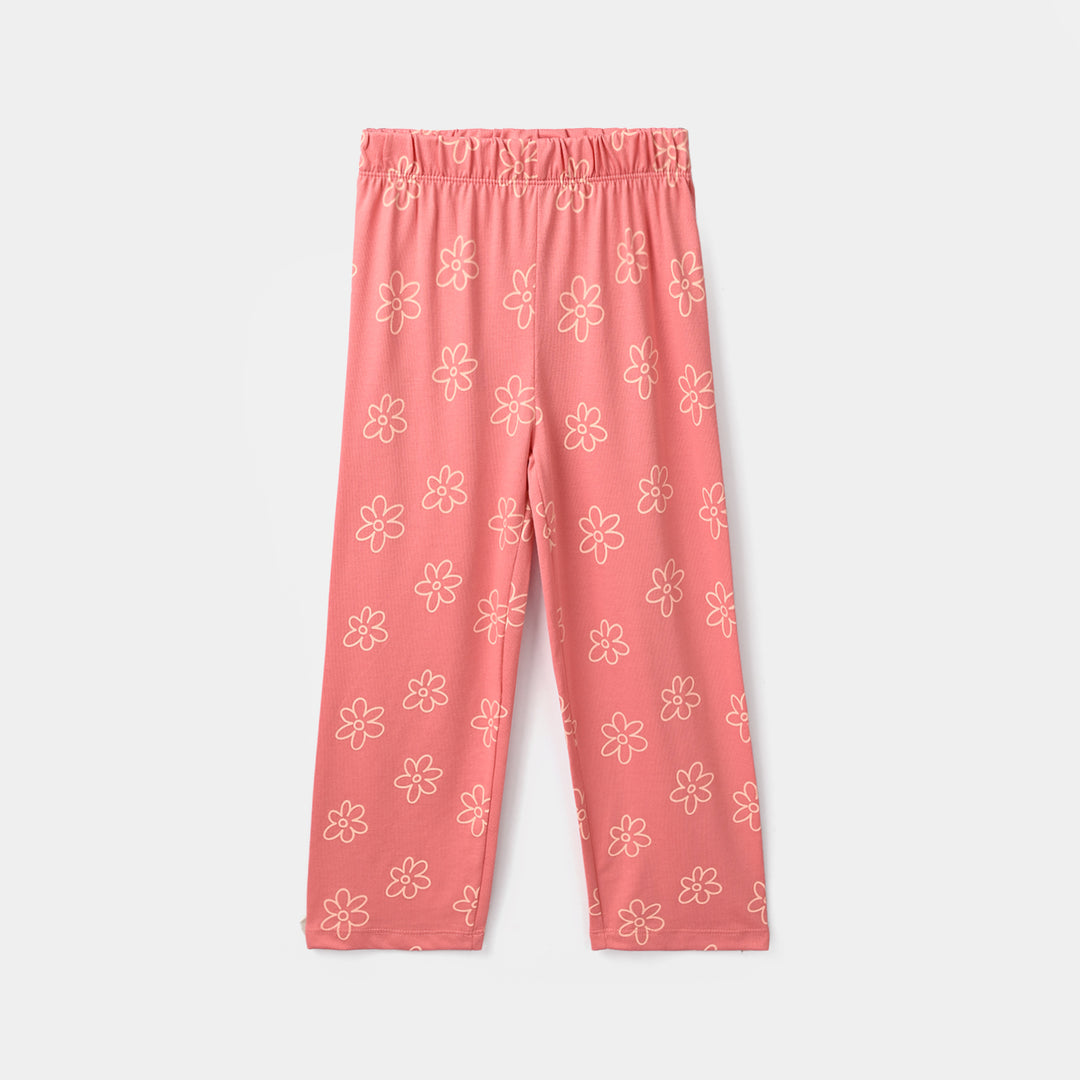 Girls PC Jersey Night Suit Lazy Dazzy-Pink