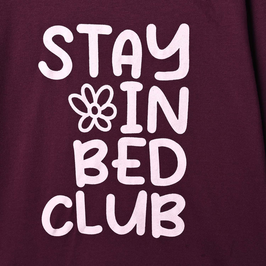 Girls PC Jersey Night Suit Stay in bed-Purple