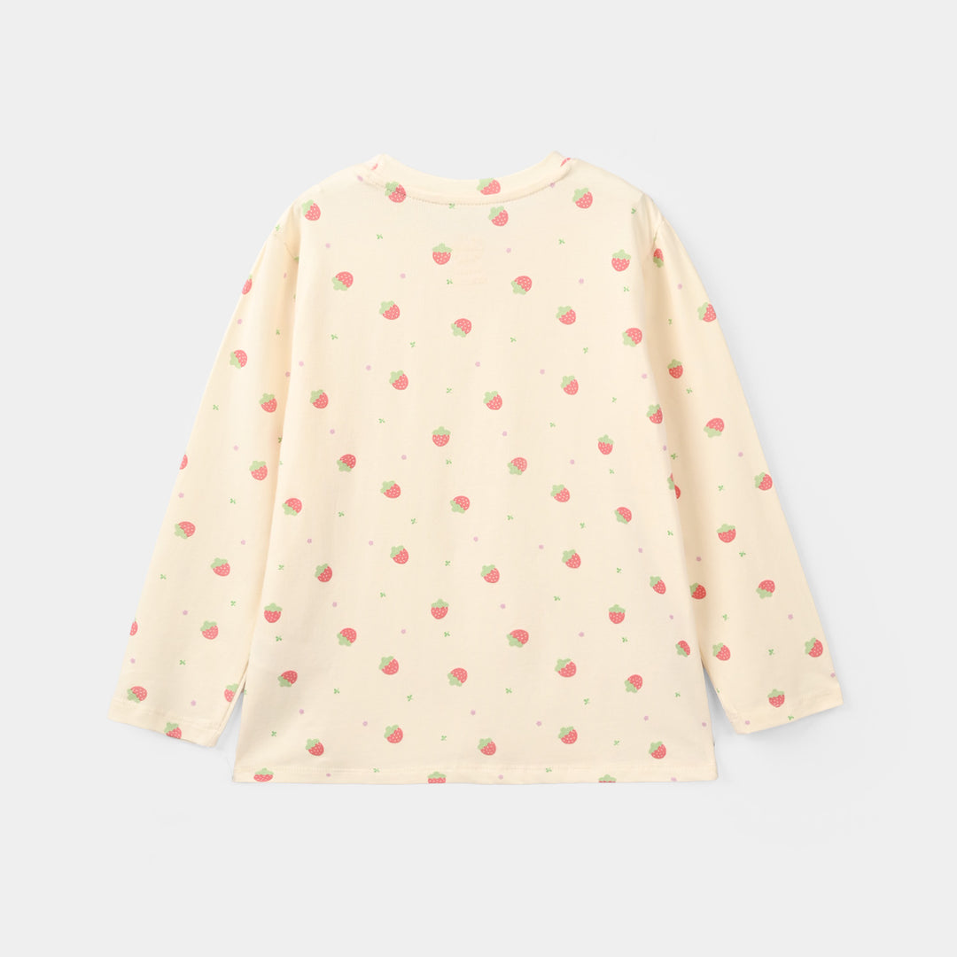 Girls Cotton Night Suit strawberry-BROWN
