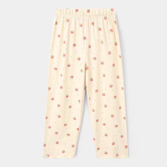 Girls Cotton Night Suit strawberry-BROWN