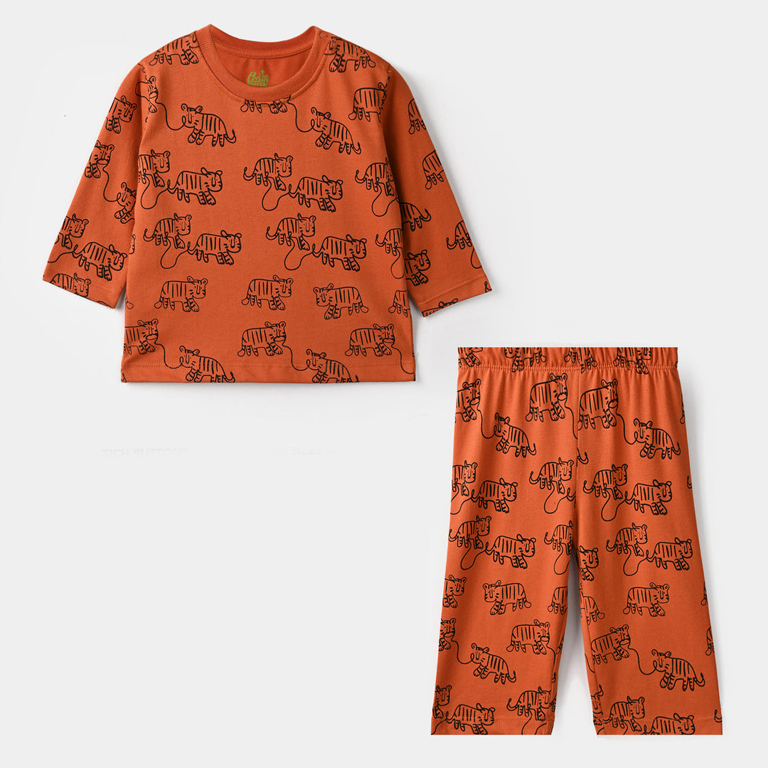 Infant Boys Poly Cotton Jersey Night Suit Racing TIGER REPEAT-ORANGE