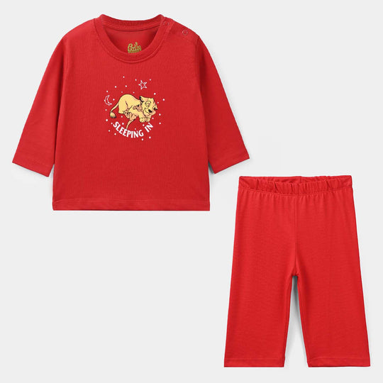 Infant Boys Poly Cotton Jersey Night Suit Racing - Red