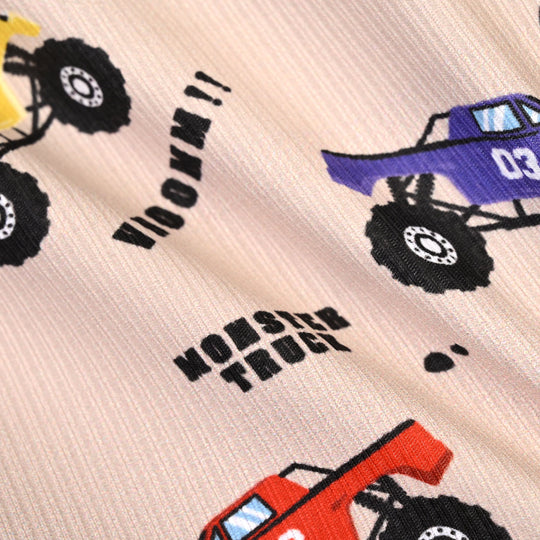 Infant Boys Poly Cotton Jersey Night Suit Racing Monster Truck-BROWN