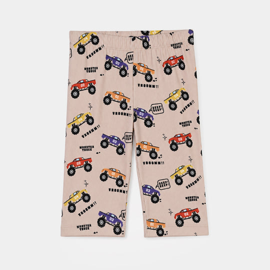 Infant Boys Poly Cotton Jersey Night Suit Racing Monster Truck-BROWN