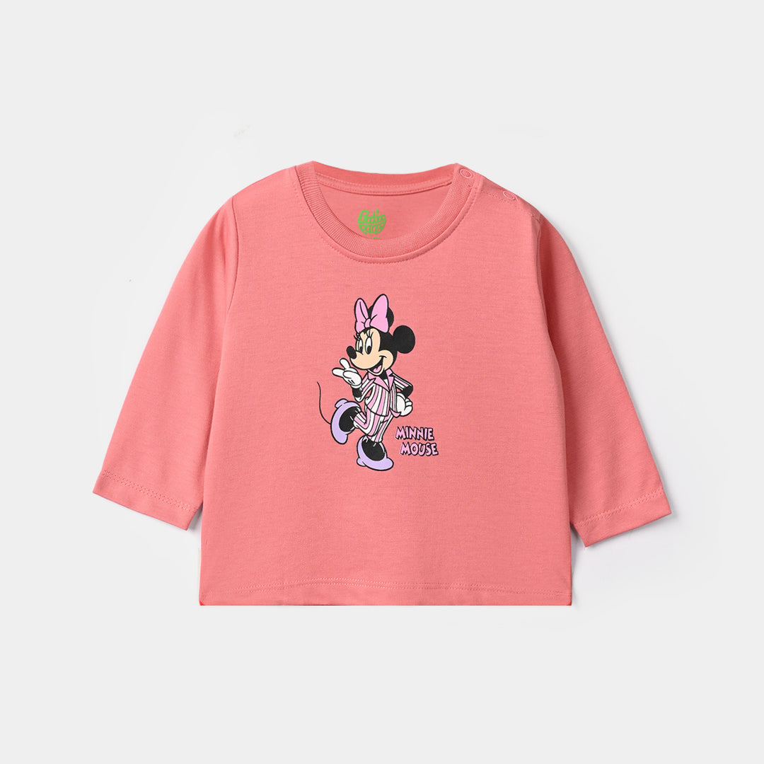 Infant Girls Poly Cotton Jersey Night Suit Character - Pink