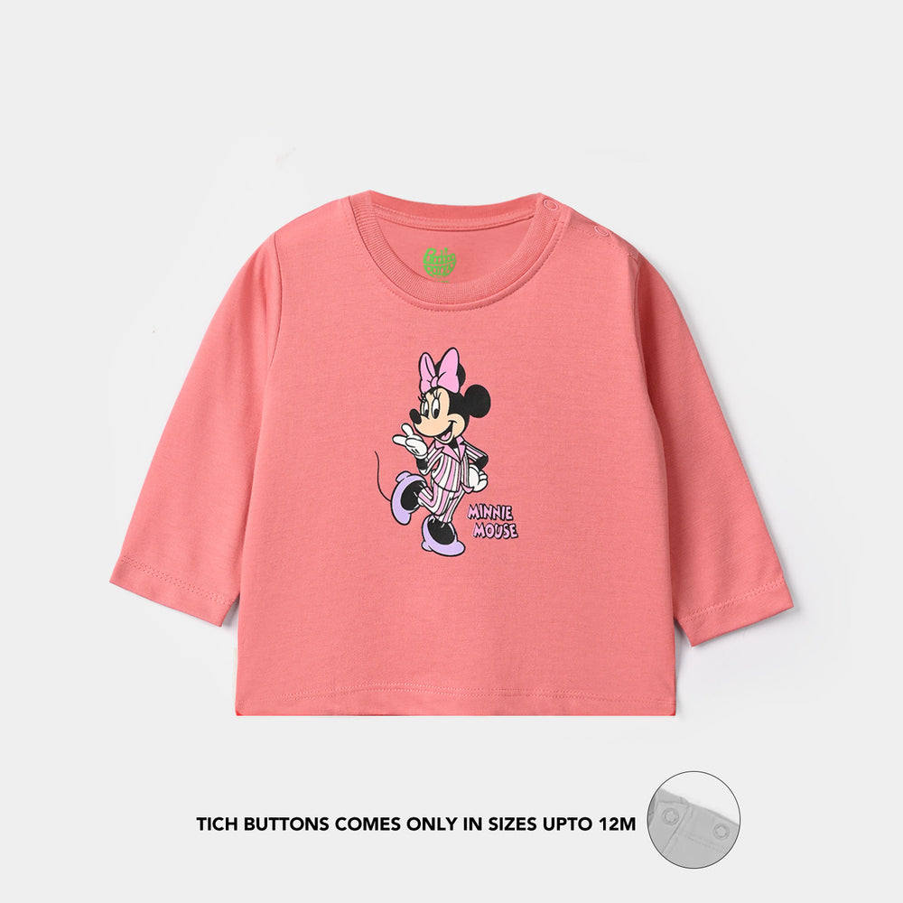 Infant Girls Poly Cotton Jersey Night Suit Character - Pink