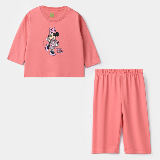 Infant Girls Poly Cotton Jersey Night Suit Character - Pink