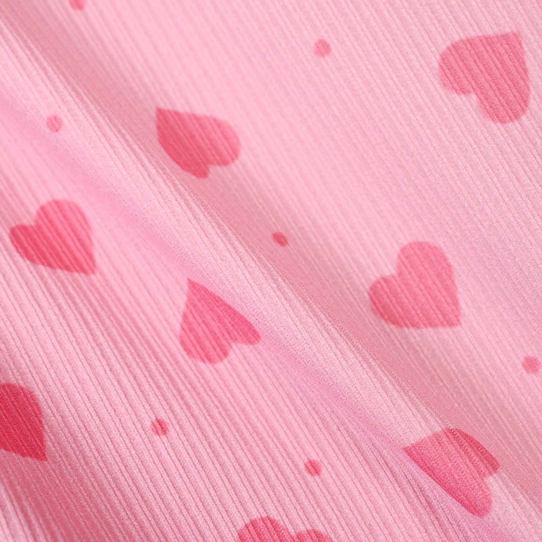 Infant Girls Poly Cotton Jersey Night Suit Hearts-PINK