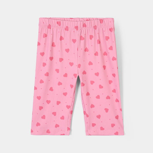 Infant Girls Poly Cotton Jersey Night Suit Hearts-PINK