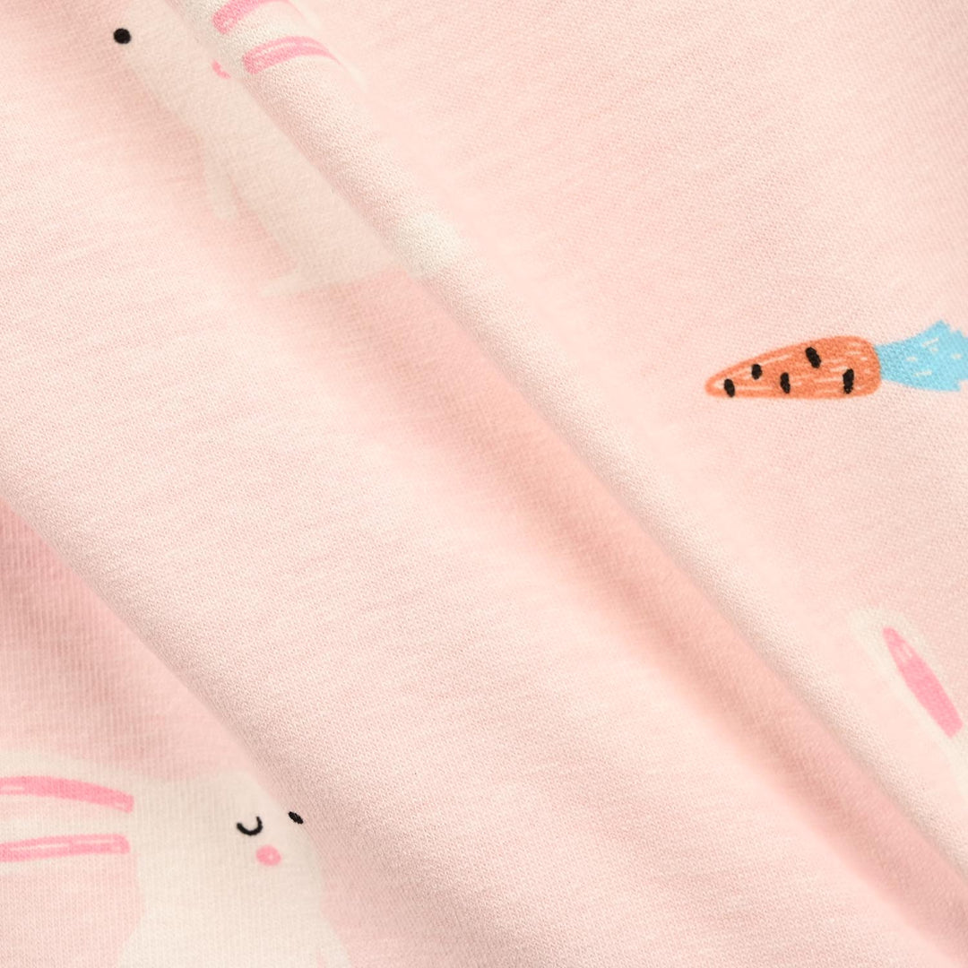 Infant Girls Cotton Night Suit Rabbit - Pink