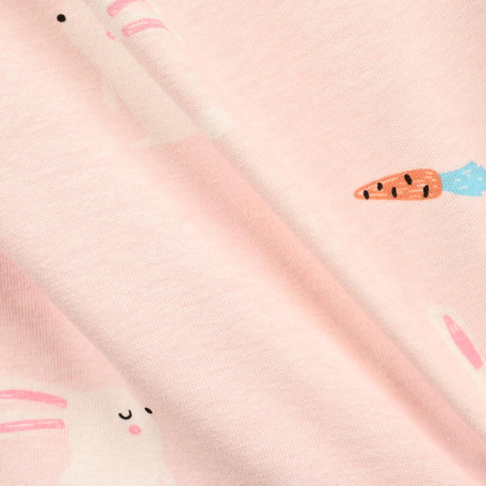 Infant Girls Cotton Night Suit Rabbit - Pink