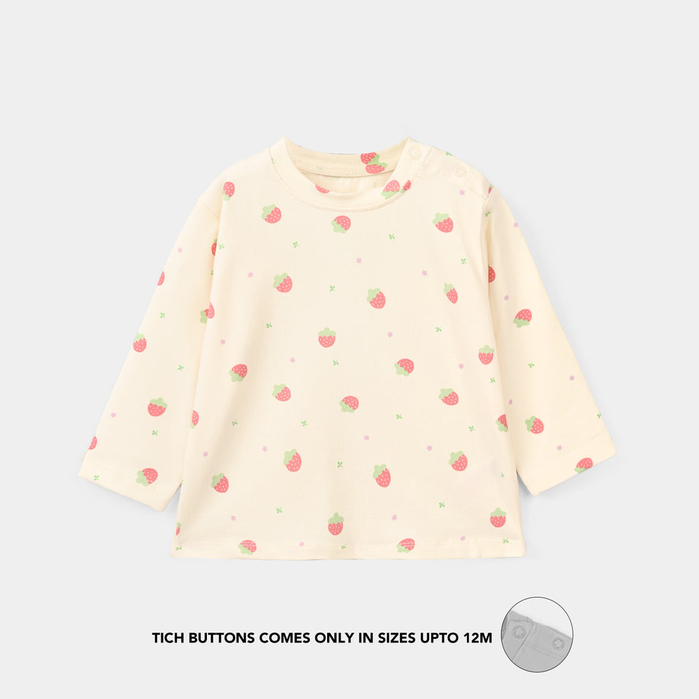 Infant Girls Cotton Night Suit strawberry-BROWN