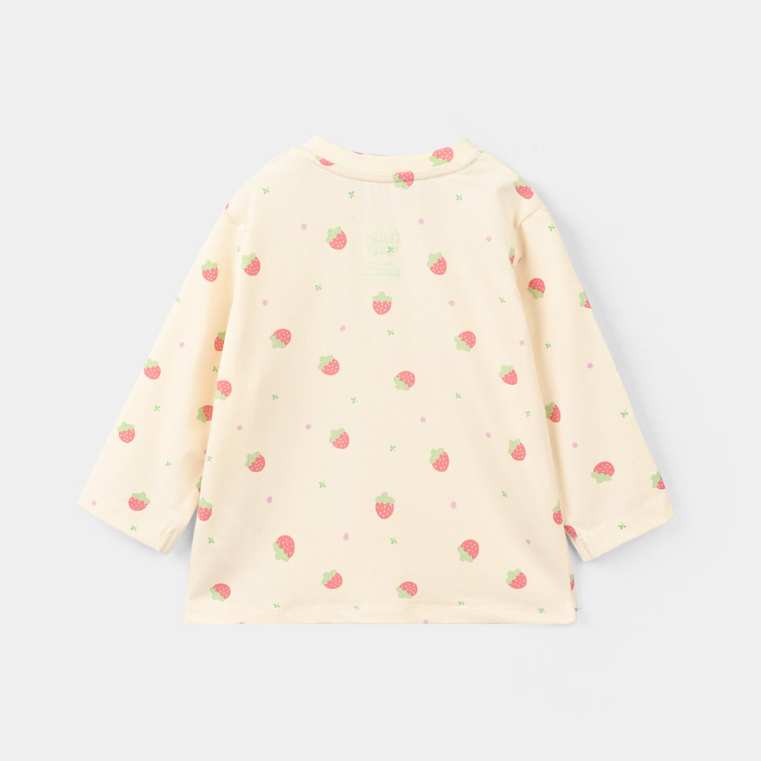 Infant Girls Cotton Night Suit strawberry-BROWN
