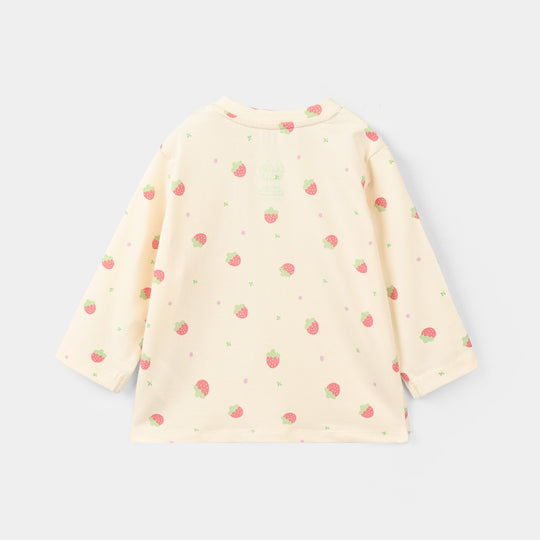 Infant Girls Cotton Night Suit strawberry-BROWN