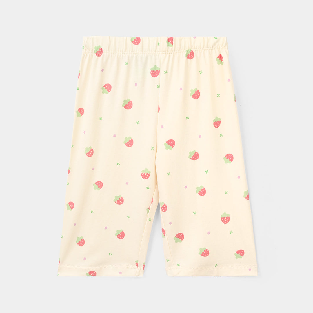 Infant Girls Cotton Night Suit strawberry-BROWN