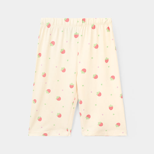 Infant Girls Cotton Night Suit strawberry-BROWN