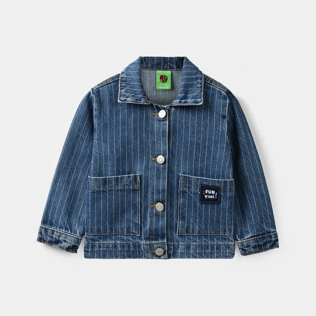 Infant Girls Denim rigid Jacket LINES-Mid Blue