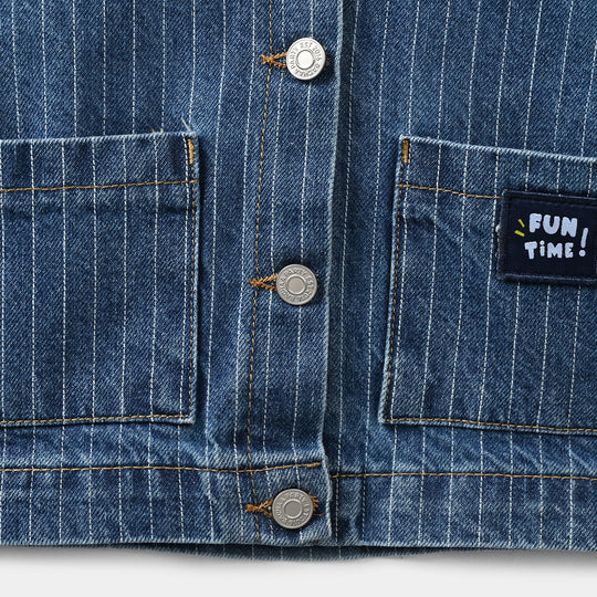 Infant Girls Denim rigid Jacket LINES-Mid Blue