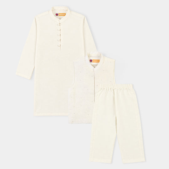 Boys Poly Cotton 3Piece Suit (Jagmag)-Off.White