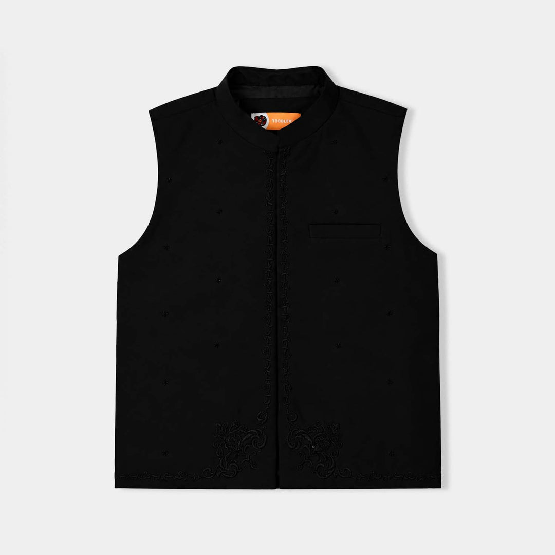 Boys Poly Cotton 3Piece Suit (Sitara)-BLACK